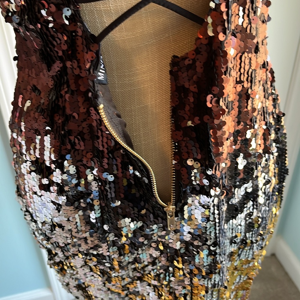 Mind Code Spaghetti Strap Multi-Color Sequin Body… - image 7